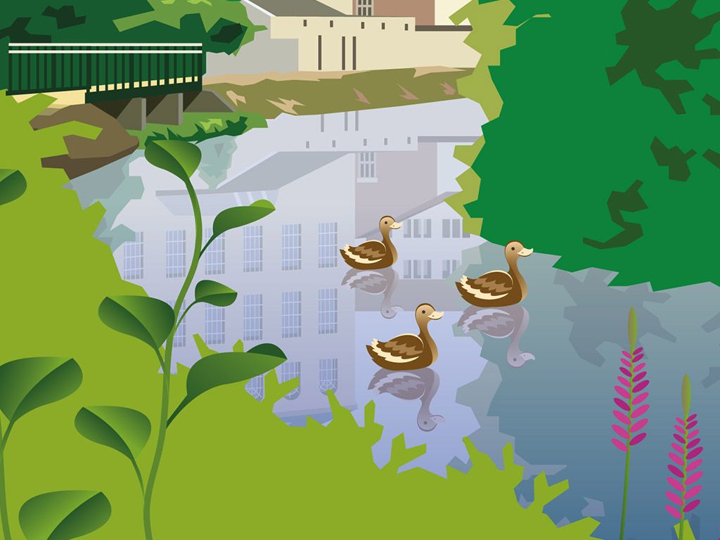 Close up of Illustration of Ebley Mill in Stroud
