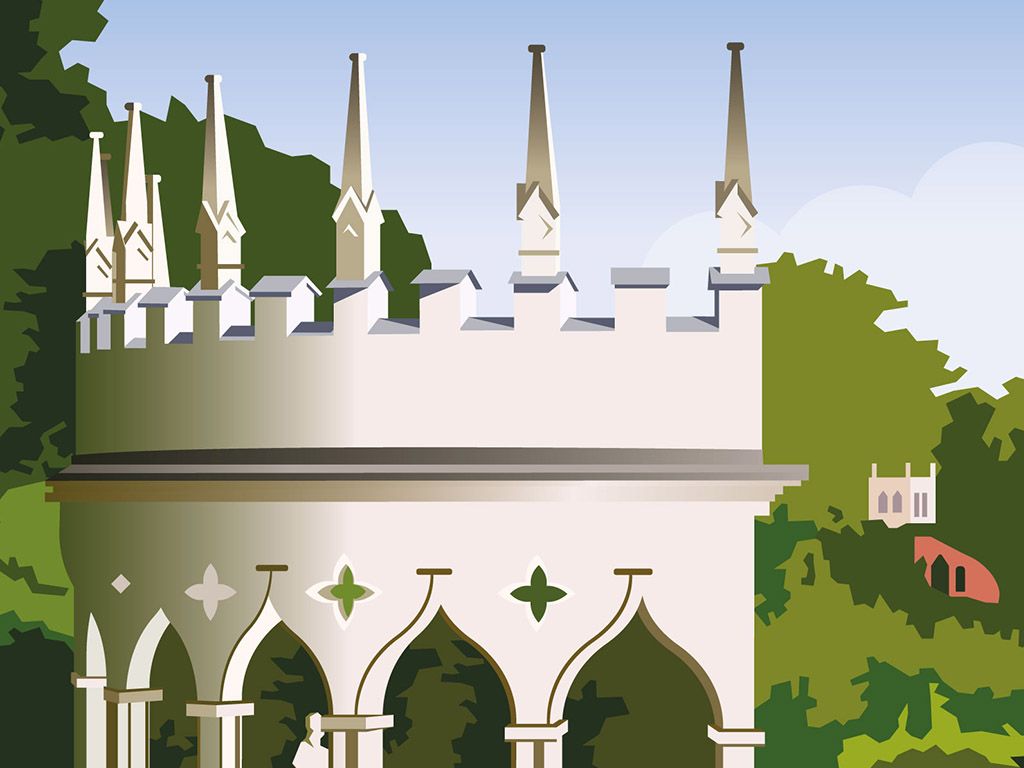 Close up of Illustration of Painswick Rococo Garden