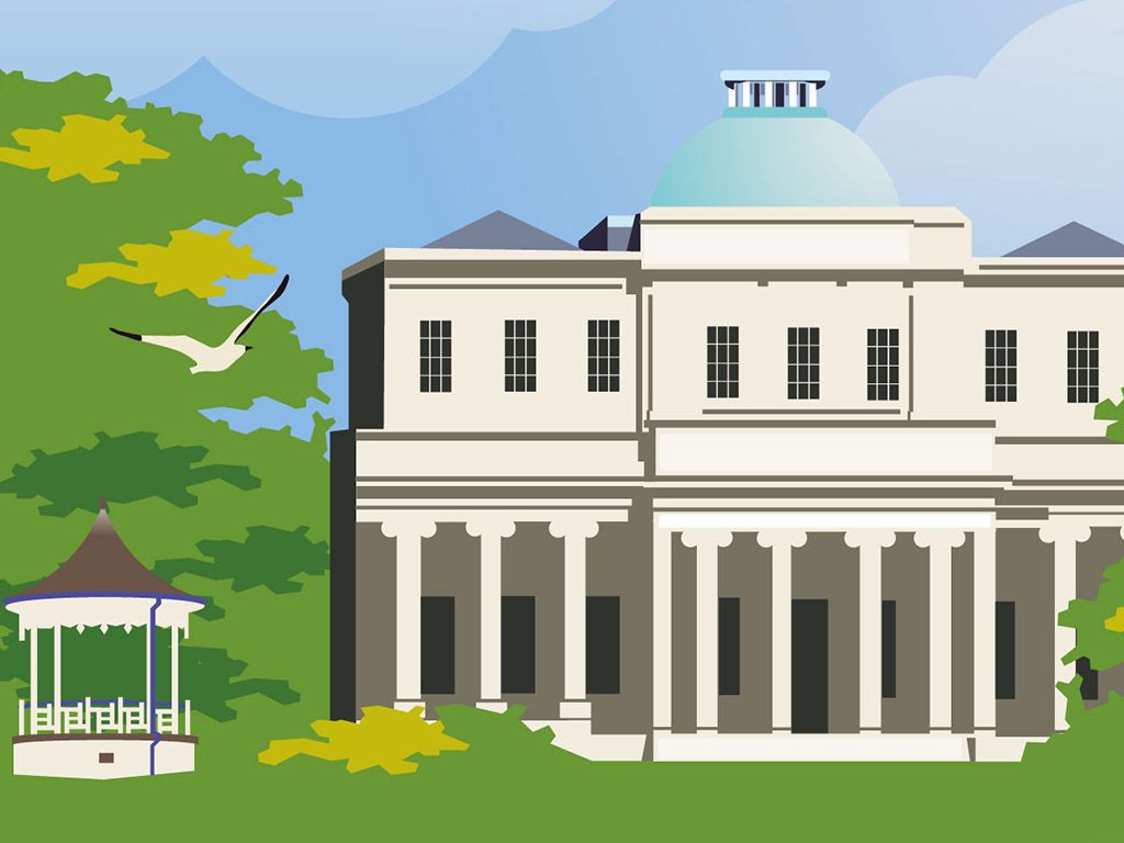 Close up of illustration of Pittville Park, Cheltenham