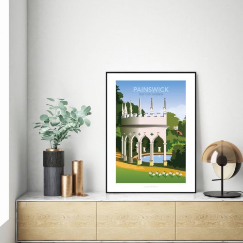 Painswick gardens travel poster