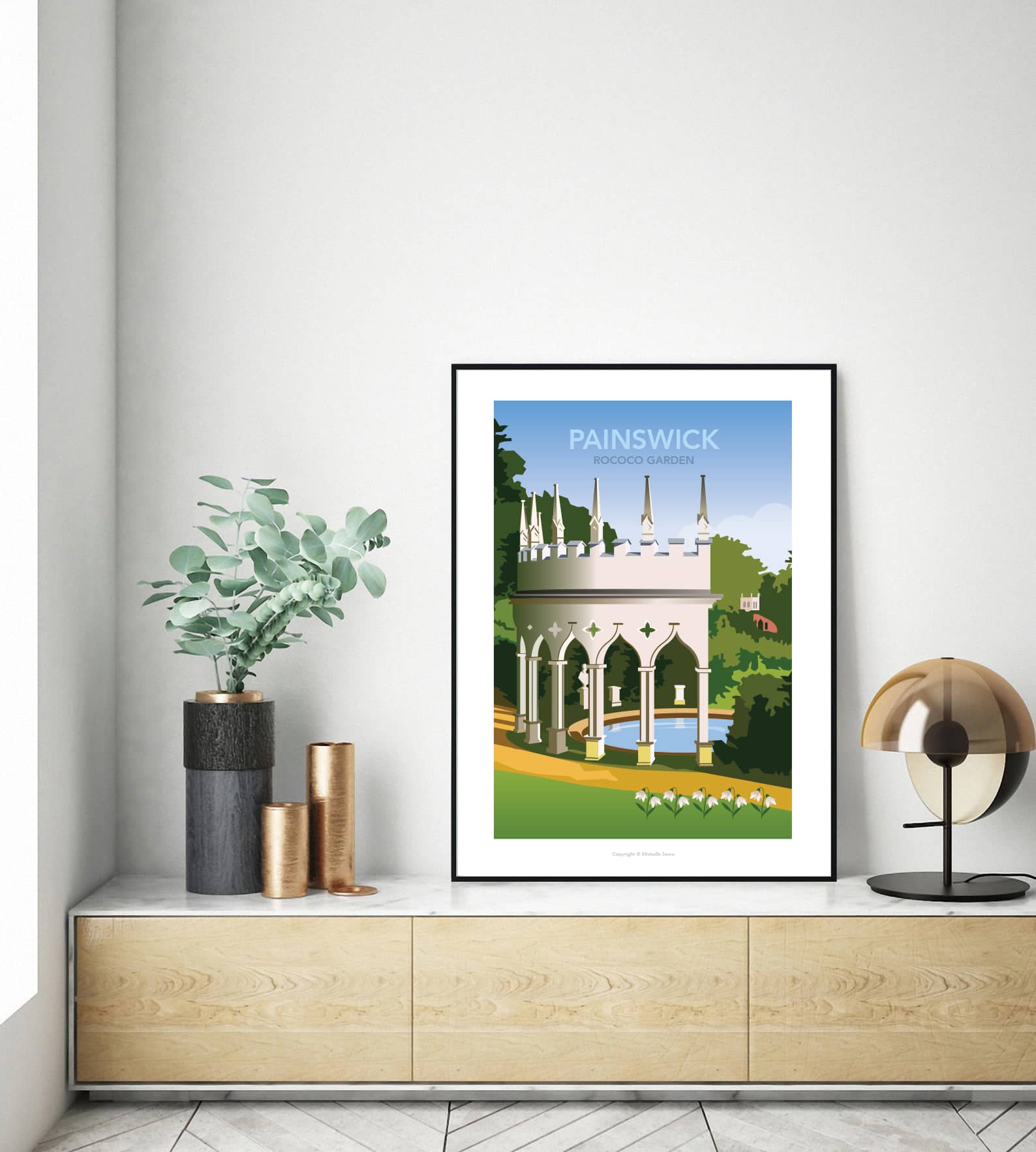 Painswick gardens travel poster